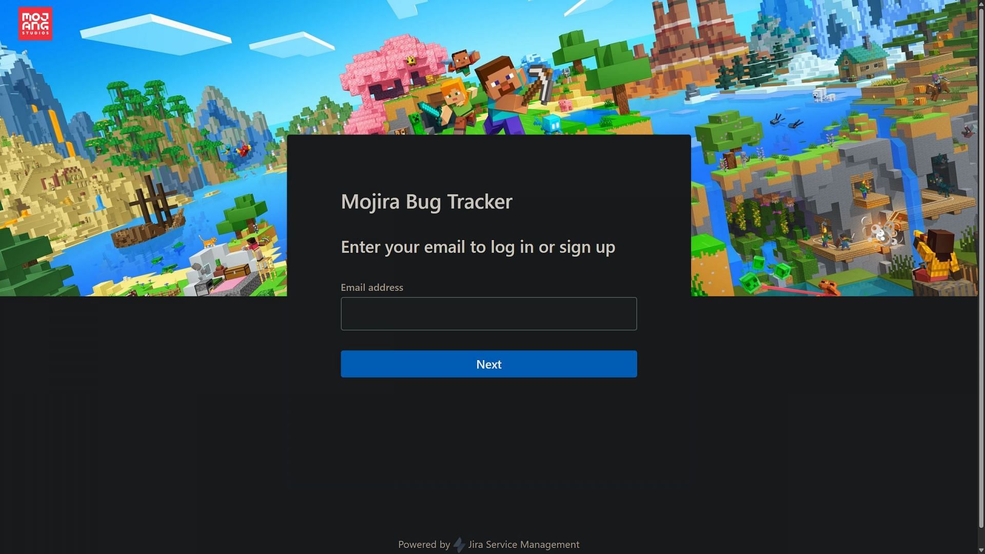 Log in or create a new account on the bug-tracker website (Image via Sportskeeda Gaming || Mojang Studios)